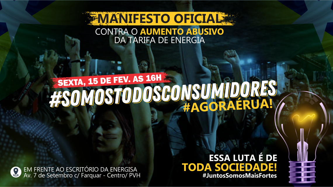 Manifesto contra o aumento da energia elétrica em Rondônia acontece nesta sexta-feira em todo o estado
